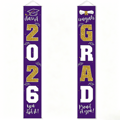 🎓Class of 2026 Graduation Banner | Congrats Grad Front Door Porch Decor for Graduation Party
