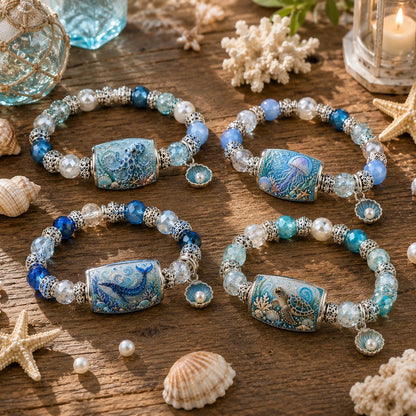 🌊 Last Day 49% OFF – Ocean Theme Charm Bracelet Collection | Blue Beaded Marine Life Jewelry Inspired by the Sea 💙🐚