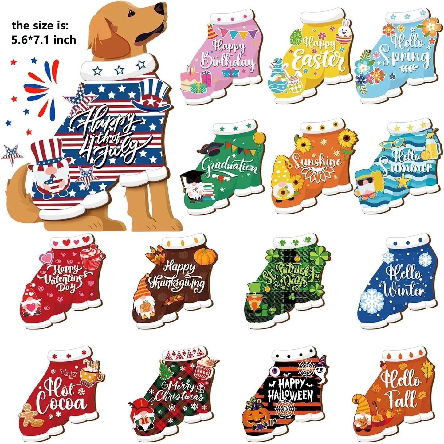 🎁 Cute Animal Wooden Desk Sign🐾 Interchangeable Seasonal Decor for Pet Lovers