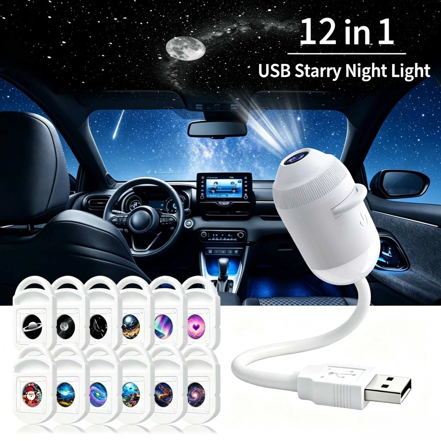 🌌 Mini Galaxy Star Projector – Dynamic Ambient Lighting for Bedrooms, Cars & Relaxing Spaces