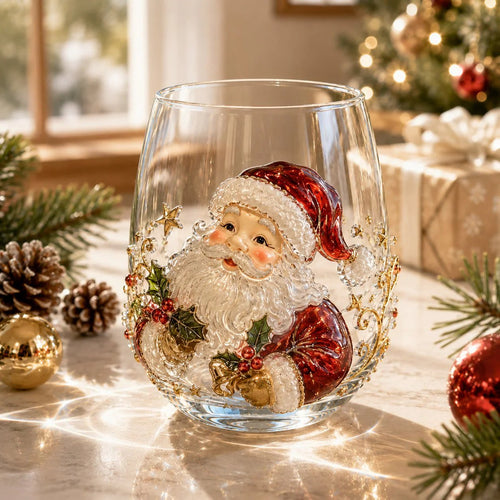 🎅Christmas Early Bird Sale🎄 Christmas Glass Art Cup | Luxury Raised Holiday Glassware for Drinks, Decor & Christmas Gifts 🎁