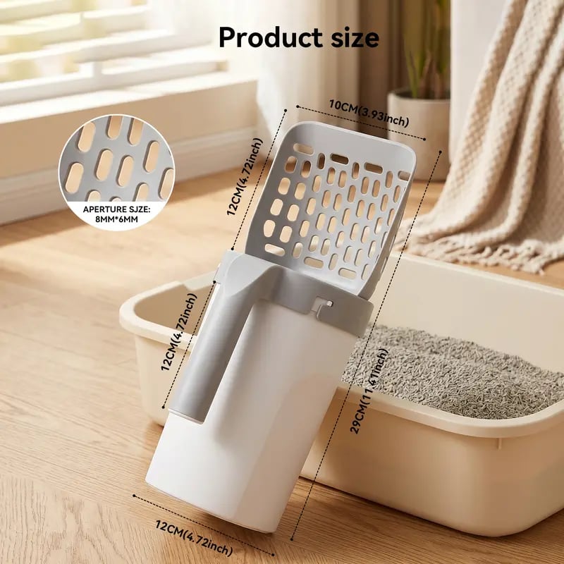 🎉Cat Litter Scooper with Holder,2-in-1 Detachable Sifter and Trash Box System with Refilled Bags