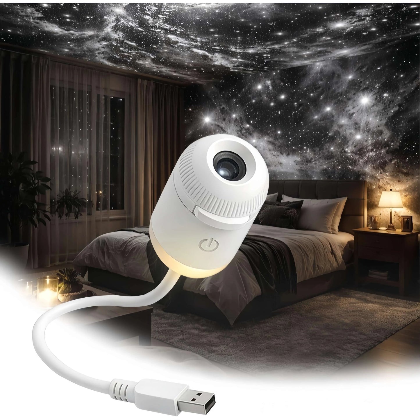 🌌 Mini Galaxy Star Projector – Dynamic Ambient Lighting for Bedrooms, Cars & Relaxing Spaces