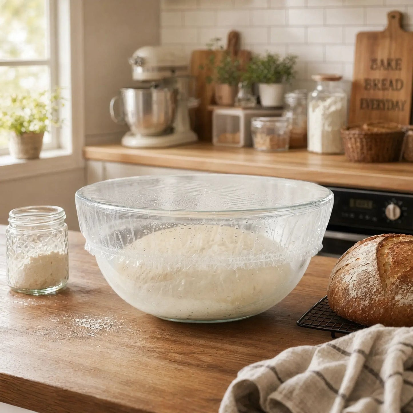 🔥Buy More Save More🔥100pcs Medium Reusable Elastic Plastic Bowl Covers - Kitchen Bread Proofing