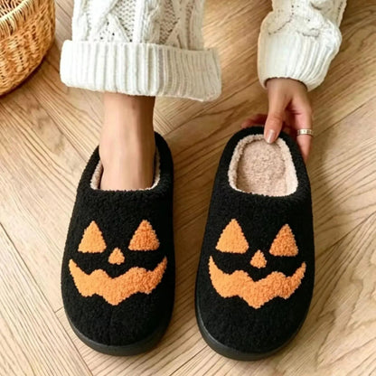 Halloween Pumpkin Slippers – Cozy Warm Indoor House Shoes
