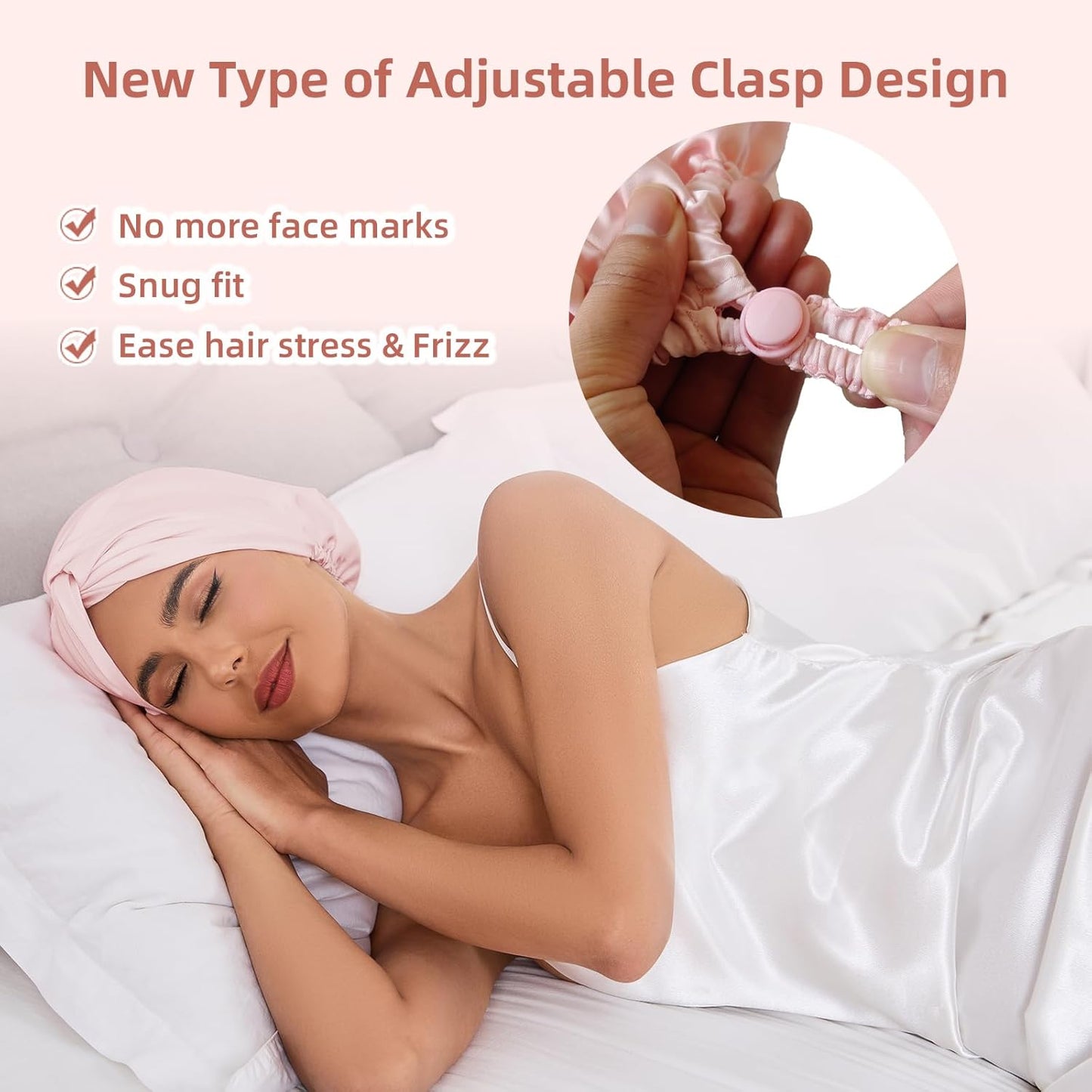 🌙 Good Hair Days Start Here: Adjustable Silk Satin Bonnet – Anti-Frizz, Zero Breakage, Perfect for Curly & Natural Hair 💖