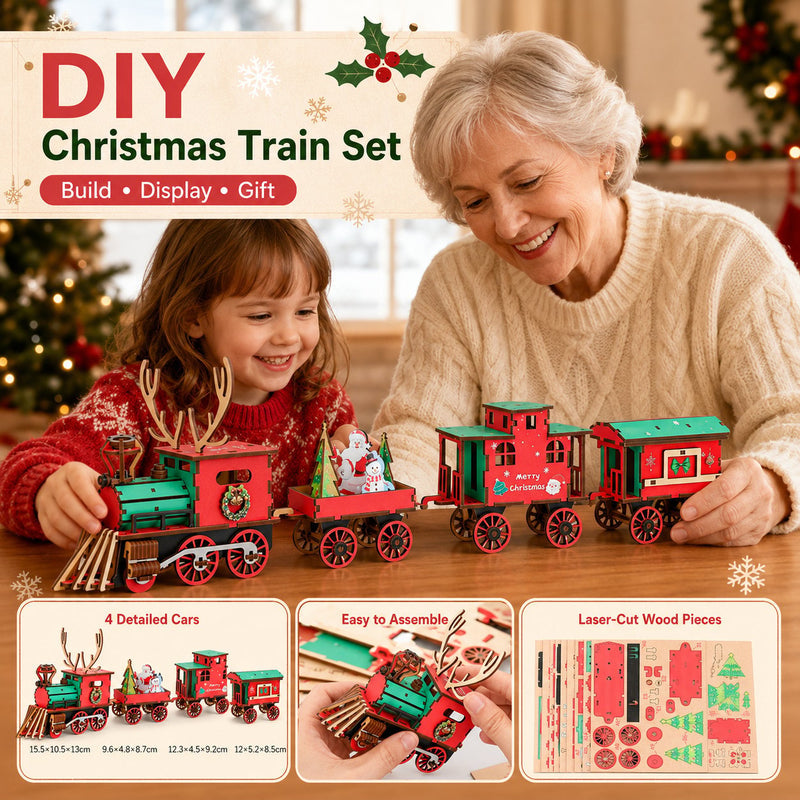 ⏰ FLASH SALE 53% OFF - 🎅DIY Wooden Christmas Train 3D Building Puzzle