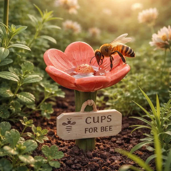 🌸Flower-Shaped Ceramic Bee Watering Station