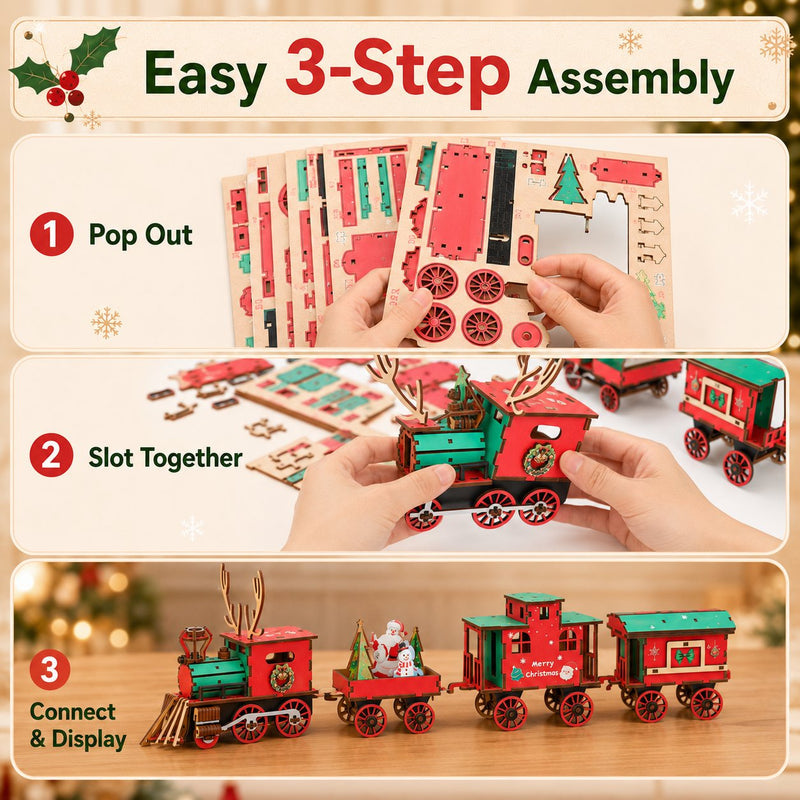 ⏰ FLASH SALE 53% OFF - 🎅DIY Wooden Christmas Train 3D Building Puzzle