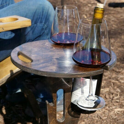 🍷 Collapsible Wine Table with Ground Stake • Beach & Camping