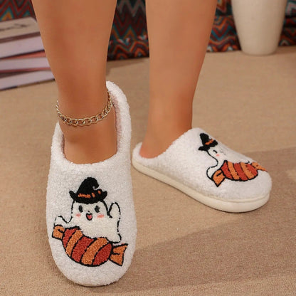 Halloween Pumpkin Slippers – Cozy Warm Indoor House Shoes