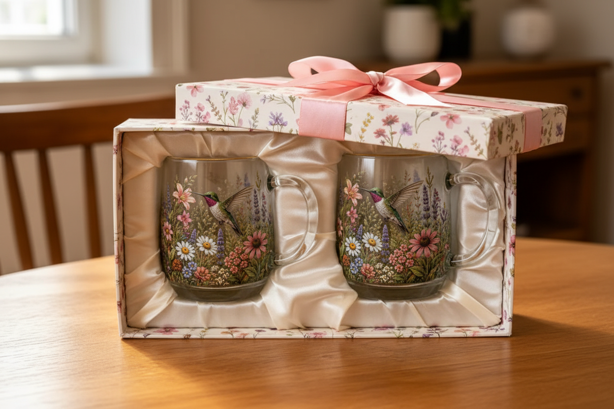 Hummingbird Garden Mug with Handle Gift Box