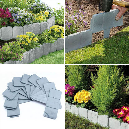 🌿Decorative Stone-Look Garden Edging Fence | Weather-Resistant, Tool-Free Install — 10 & 20 PCS