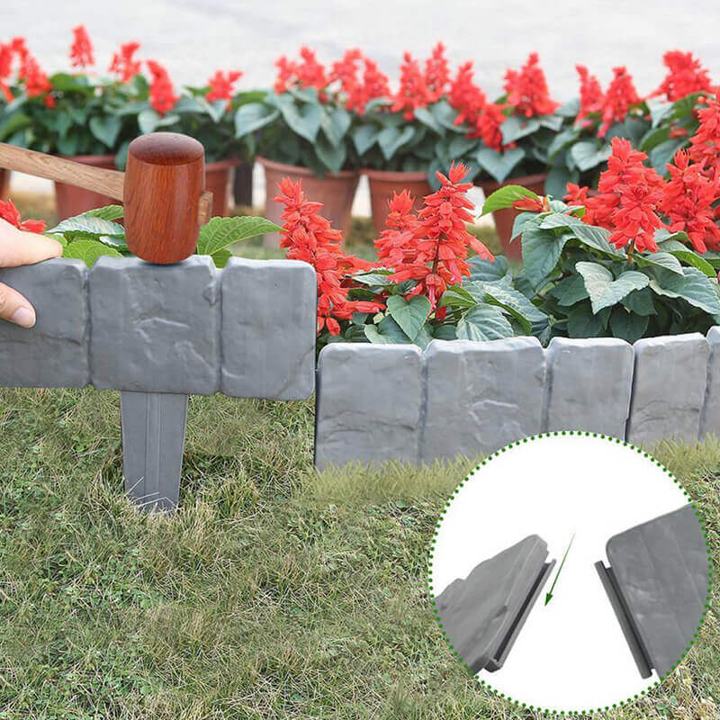 🌿Decorative Stone-Look Garden Edging Fence | Weather-Resistant, Tool-Free Install — 10 & 20 PCS
