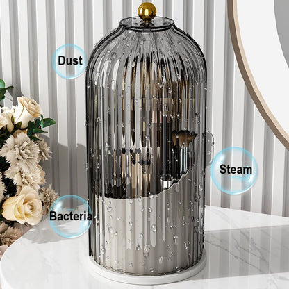 360° Rotating Toothbrush Holder with Lid, Dustproof Toothbrush & Toothpaste Storage Rack, Bathroom Organiser for Vanity Counter, Family Bathroom Accessory