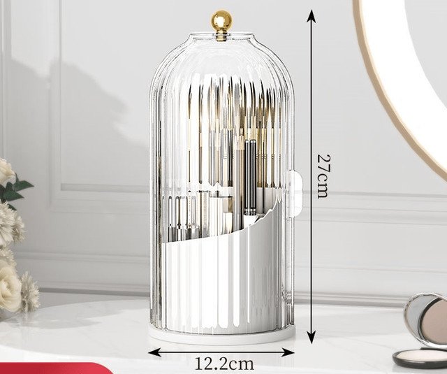 360° Rotating Toothbrush Holder with Lid, Dustproof Toothbrush & Toothpaste Storage Rack, Bathroom Organiser for Vanity Counter, Family Bathroom Accessory