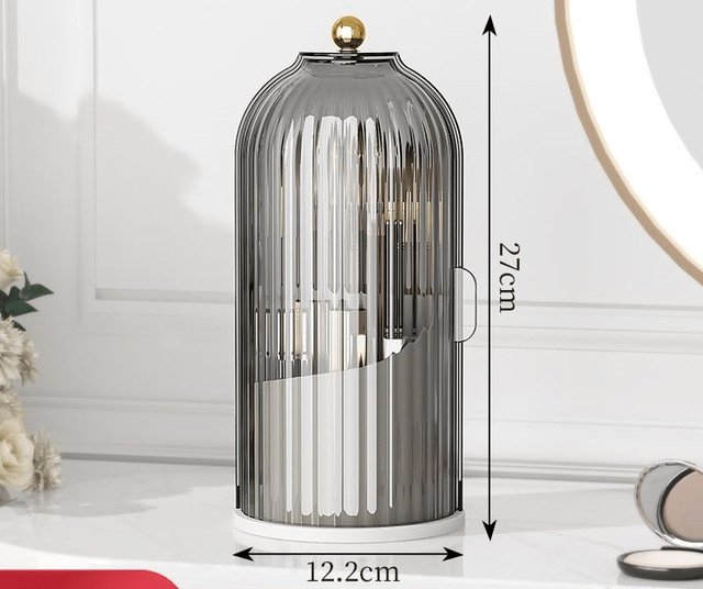360° Rotating Toothbrush Holder with Lid, Dustproof Toothbrush & Toothpaste Storage Rack, Bathroom Organiser for Vanity Counter, Family Bathroom Accessory