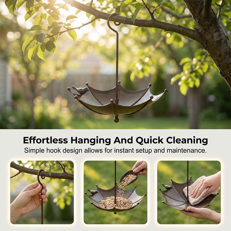 🐦 Attract More Birds! ☂️ 2-in-1 Hanging Umbrella Feeder & Bath, Easy Clean, All-Weather 🌞